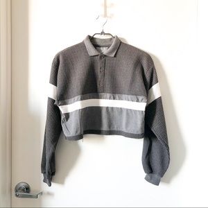 Vintage henley polo long sleeve sweater
